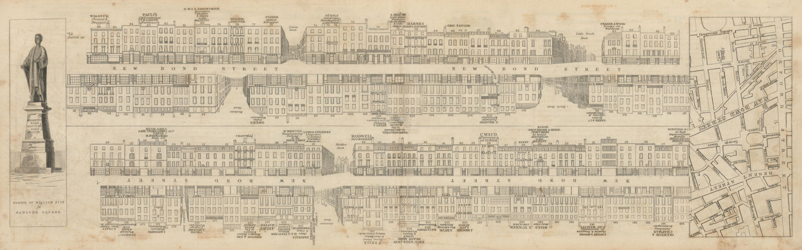 Tallis London Street View #9 New Bond Street (North) 1838 old antique map