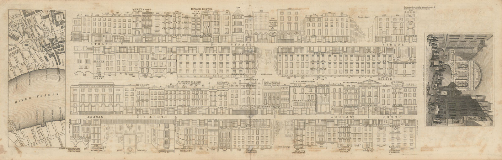 Associate Product Tallis London Street View #10 Strand (#4 East) & Fleet Street (West) 1838 map