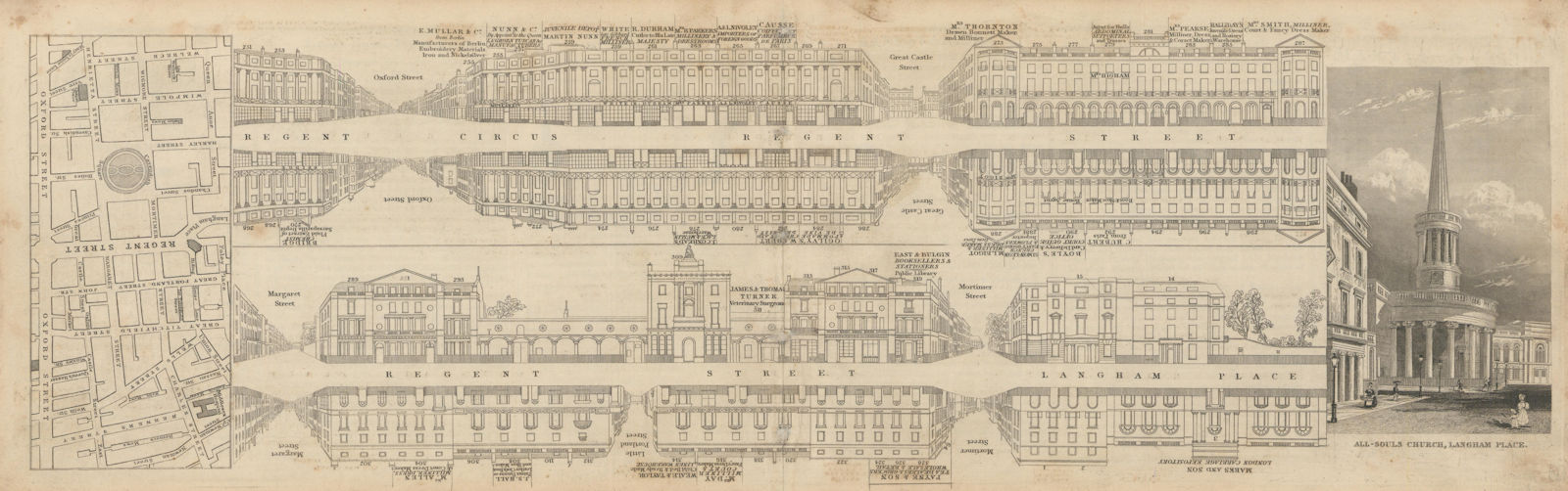 Tallis London Street View #16 Oxford Circus, Regent Street & Langham Pl 1838 map