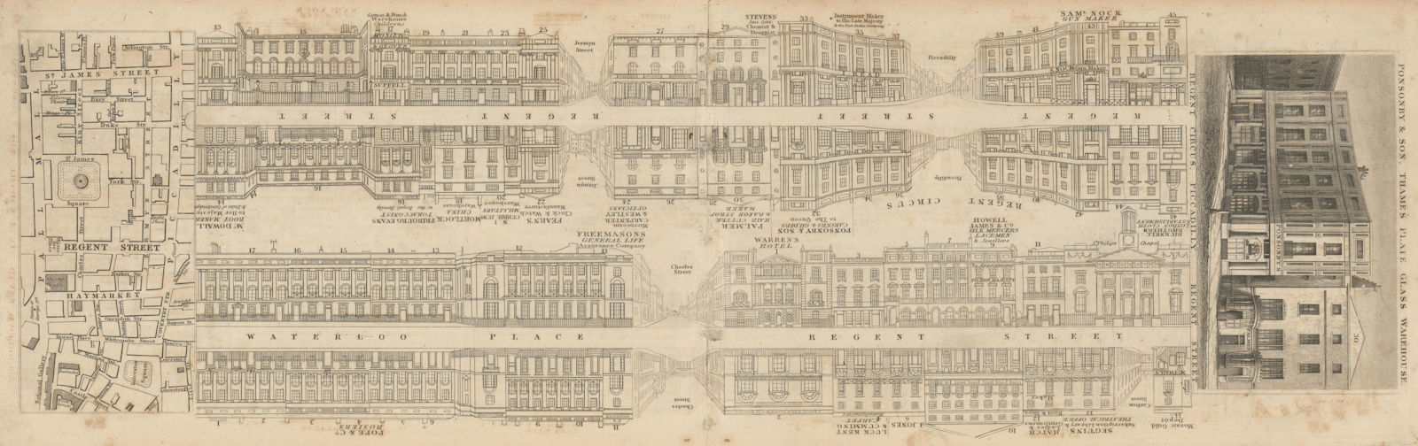 Tallis London Street View #17 Piccadilly Circus, Regent St, Waterloo Pl 1838 map