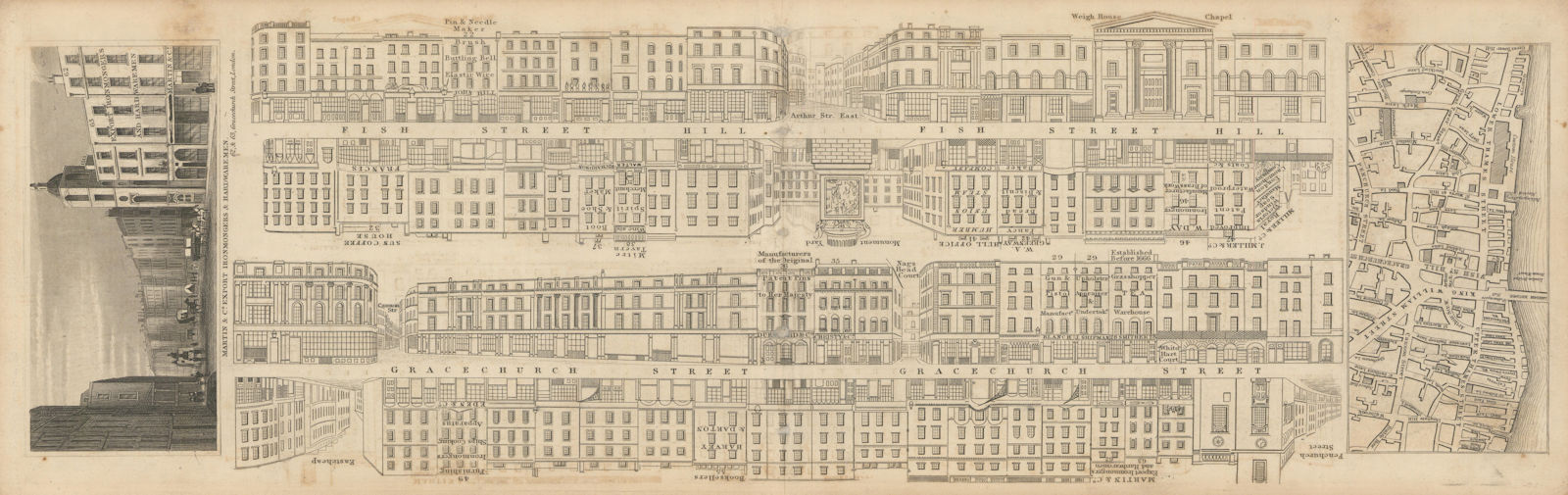 Associate Product Tallis London Street View #24 Fish Street Hill & Gracechurch Street 1838 map