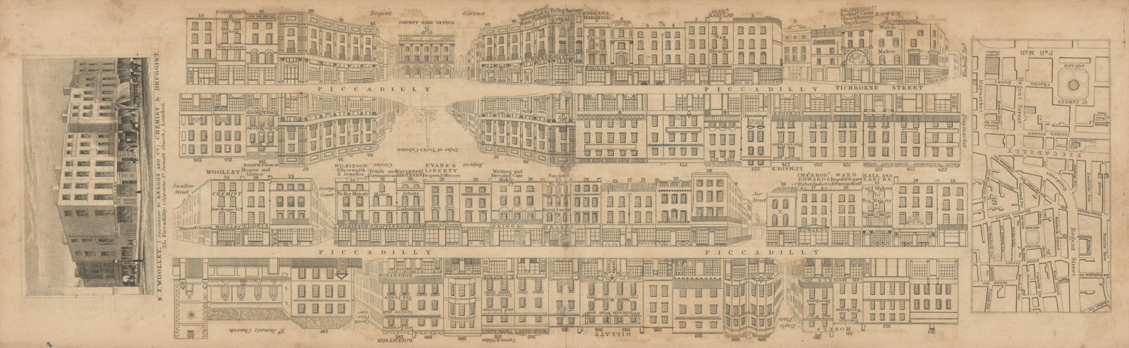 Tallis London Street View #25 Piccadilly (East) & Piccadilly Circus 1838 map