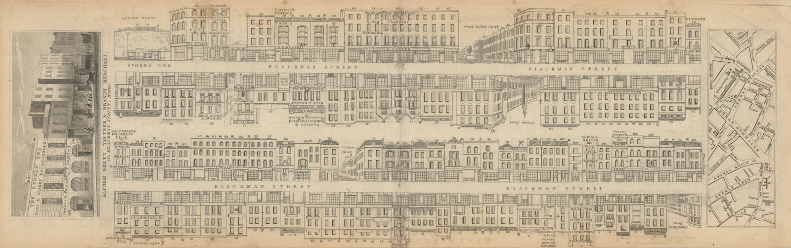 Associate Product Tallis London Street View #31 Blackman St, now Borough High Street (S) 1838 map