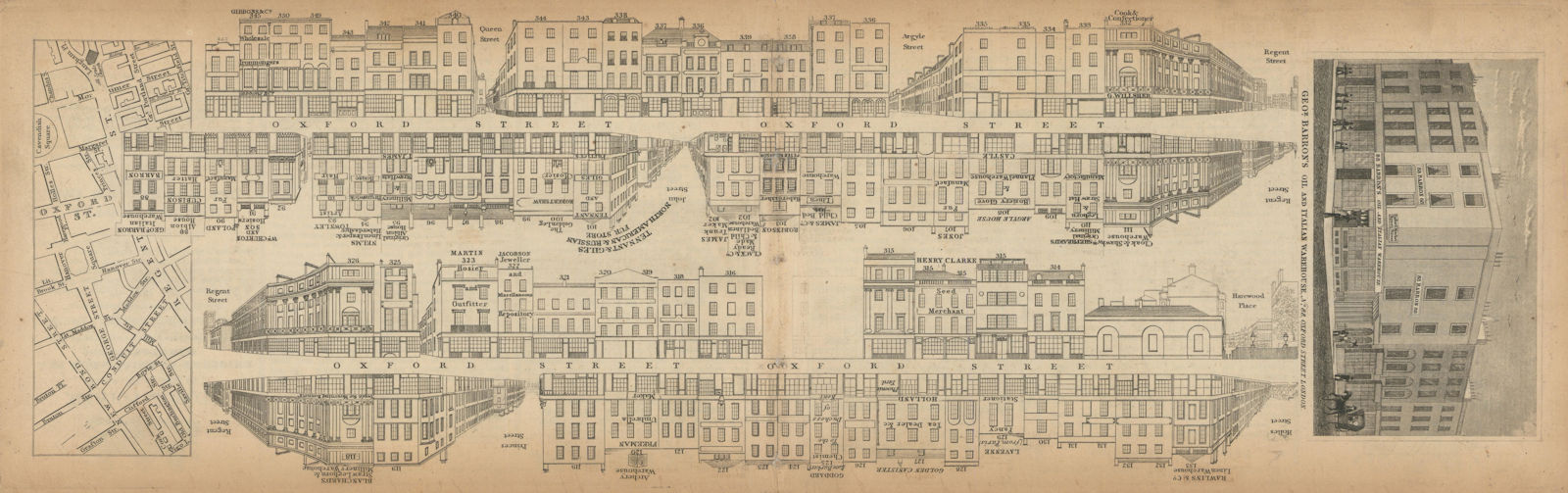 Associate Product Tallis London Street View #36 Oxford Street, Oxford Circus (#4, Centre) 1838 map