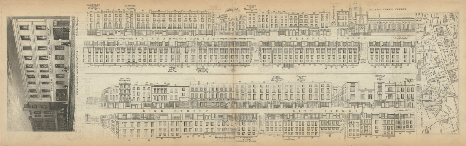 Tallis London Street View #43 Holborn Viaduct (East), Smithfield Street 1839 map