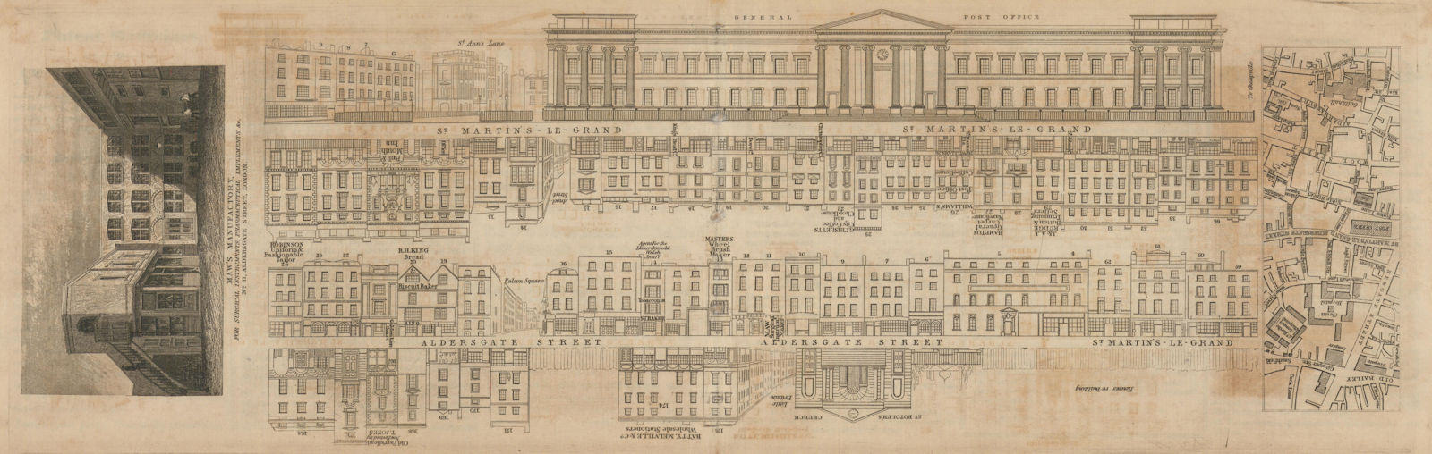 Tallis London Street View #44 St Martin's-Le-Grand, Aldersgate (South) 1839 map