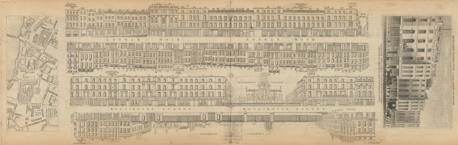 Associate Product Tallis London Street View #45 Wellington St now Borough High Street (N) 1839 map