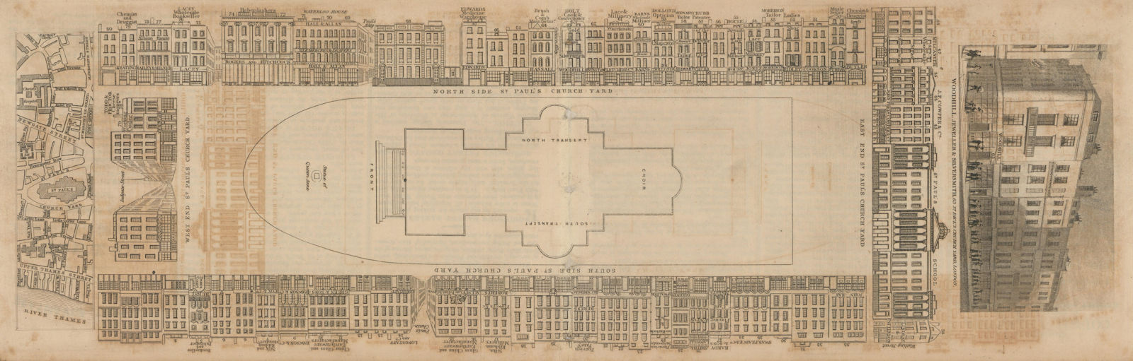 Tallis London Street View #46 St Paul's Churchyard 1839 old antique map chart