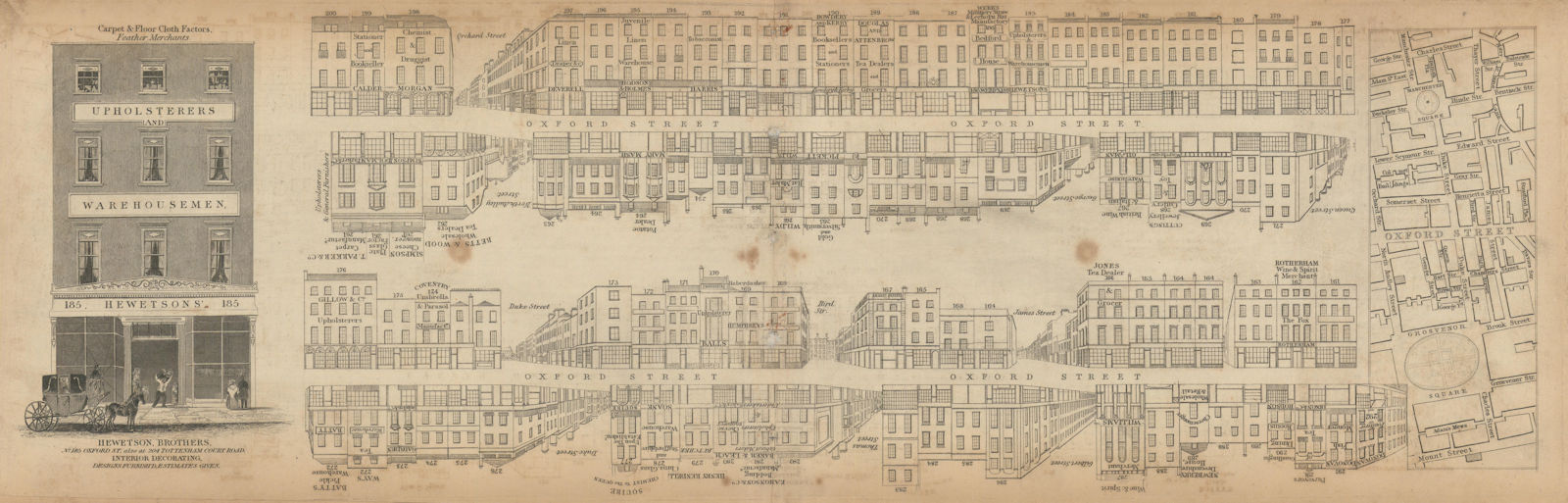 Tallis London Street View #48 Oxford Street (#2, West) 1839 old antique map