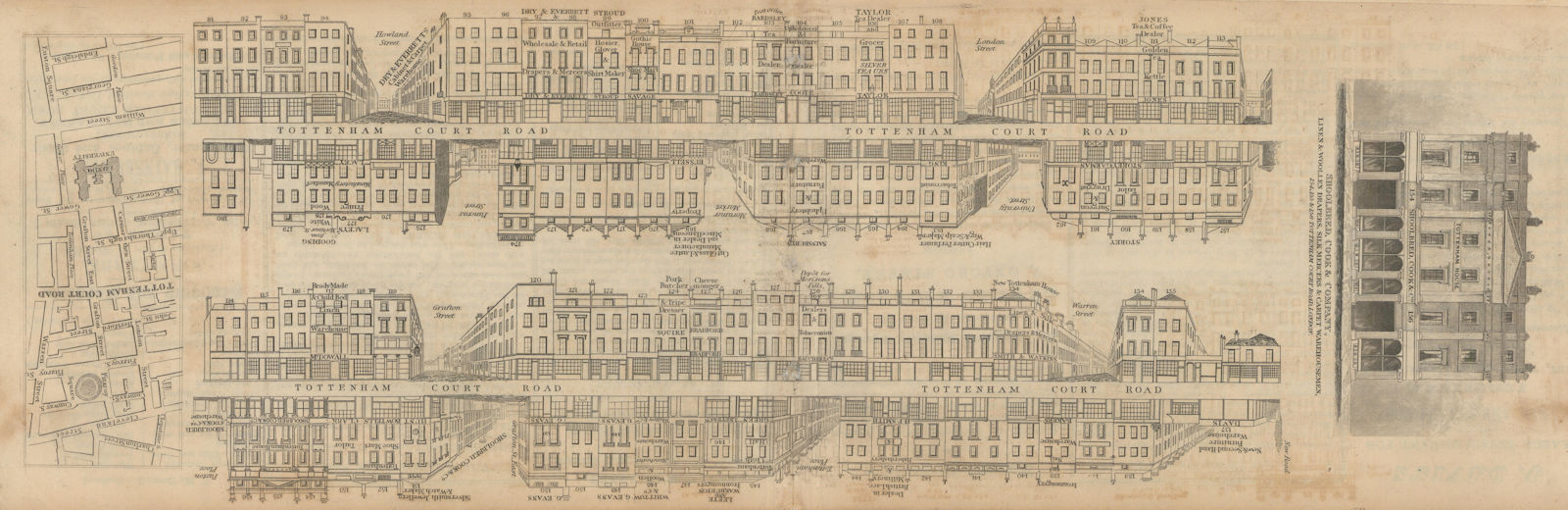 Associate Product Tallis London Street View #49 Tottenham Court Road (North) 1839 old map