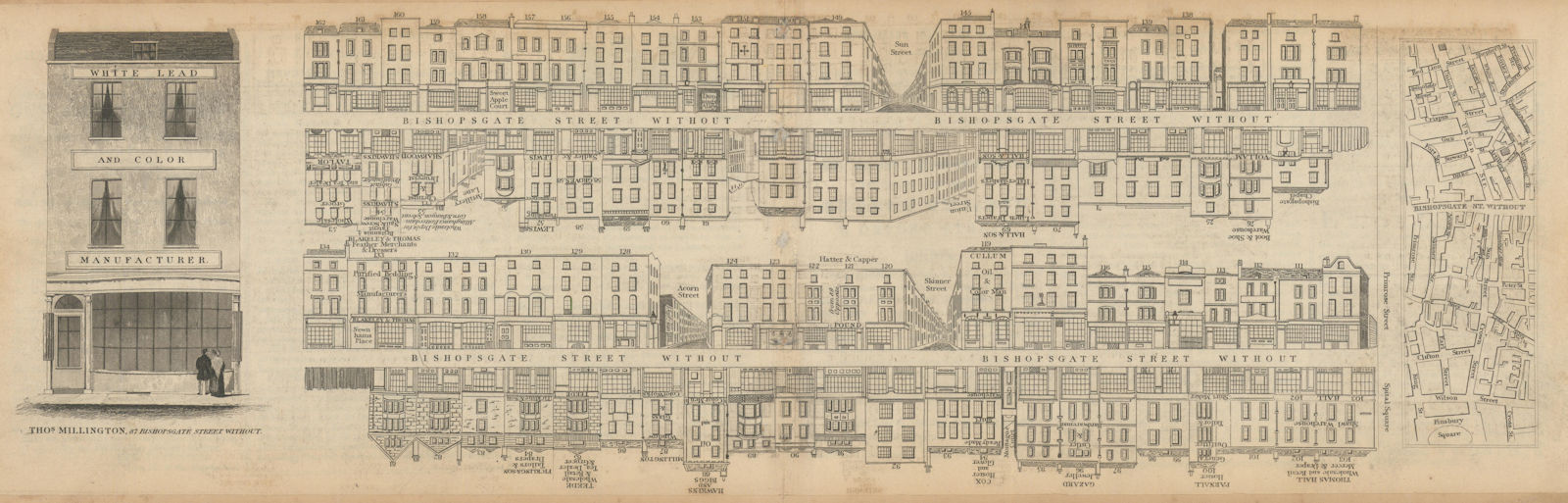 Tallis London Street View #51 Bishopsgate Street (#4 North) 1839 old map