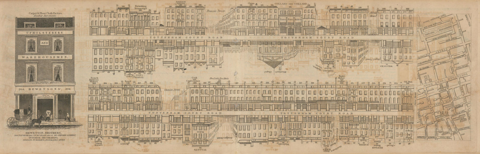 Associate Product Tallis London Street View #52 Tottenham Court Road (Centre) 1839 old map