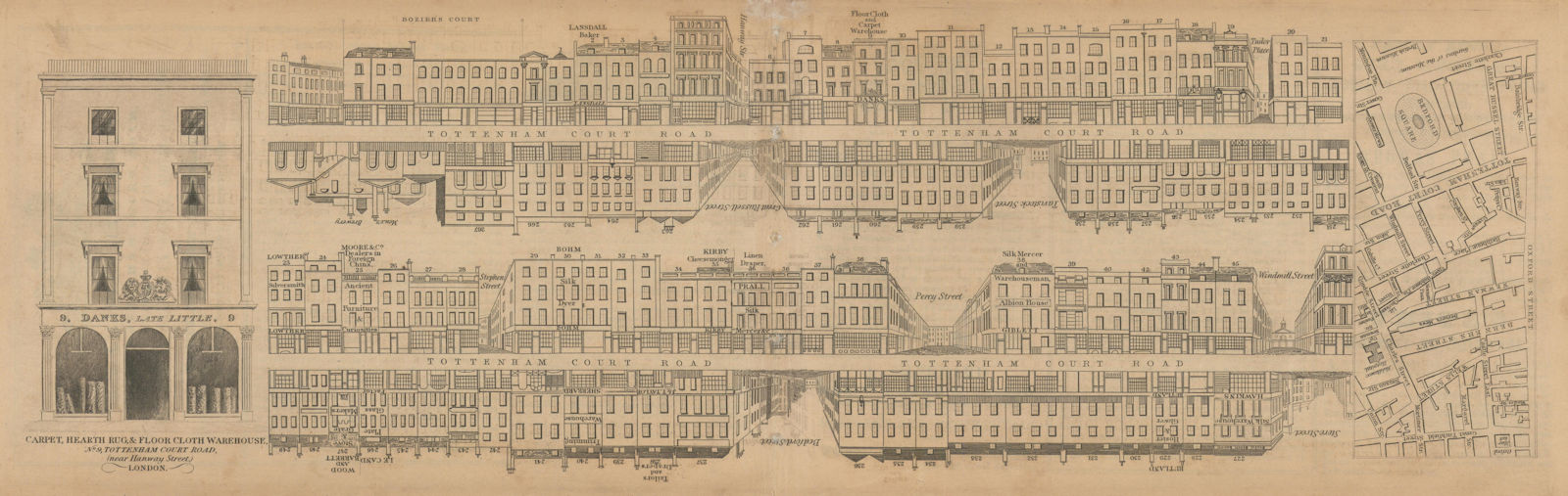 Tallis London Street View #53 Tottenham Court Road (South) 1839 old map