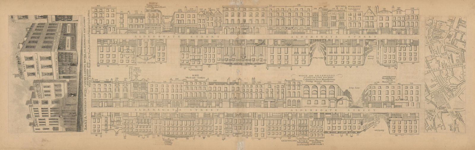 Tallis London Street View #55 Aldersgate Street (North) 1839 old antique map