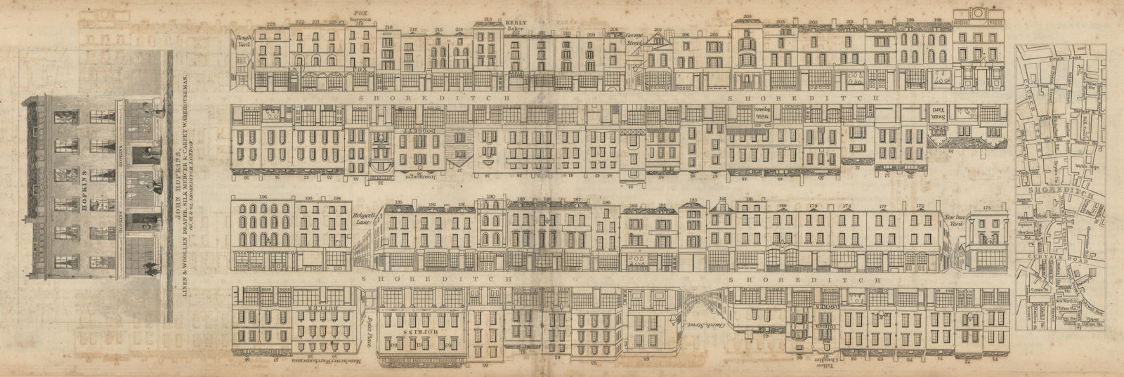 Associate Product Tallis London Street View #59 Shoreditch High Street (Centre) 1839 old map