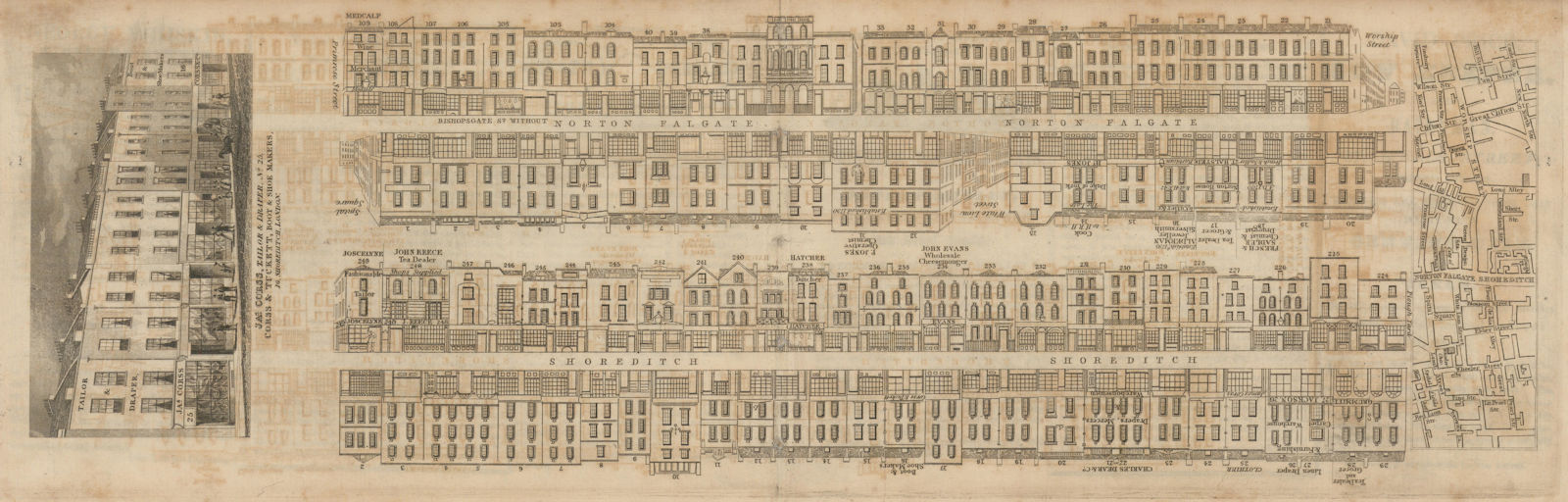 Tallis London Street View #60 Norton Folgate & Shoreditch High Street 1839 map