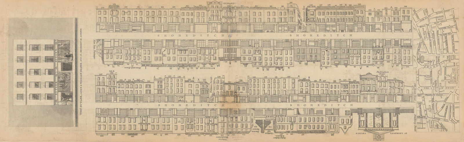 Associate Product Tallis London Street View #61 Shoreditch High Street (North) 1839 old map