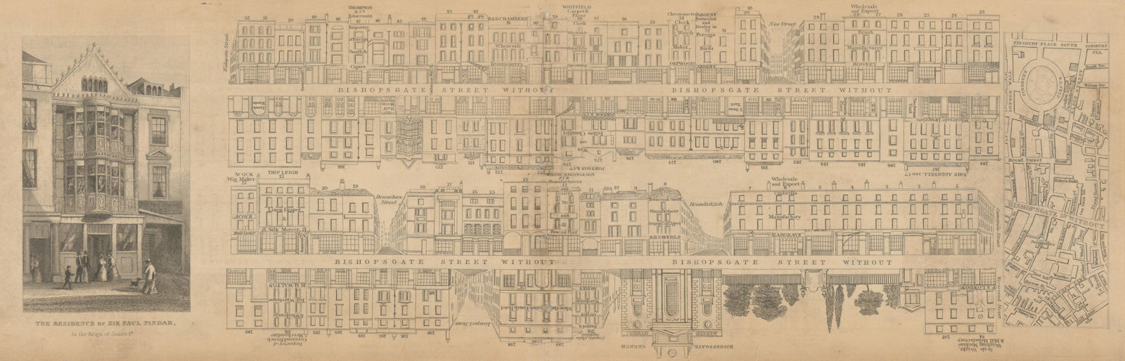 Tallis London Street View #67 Bishopsgate Street (#3 Centre North) 1839 map