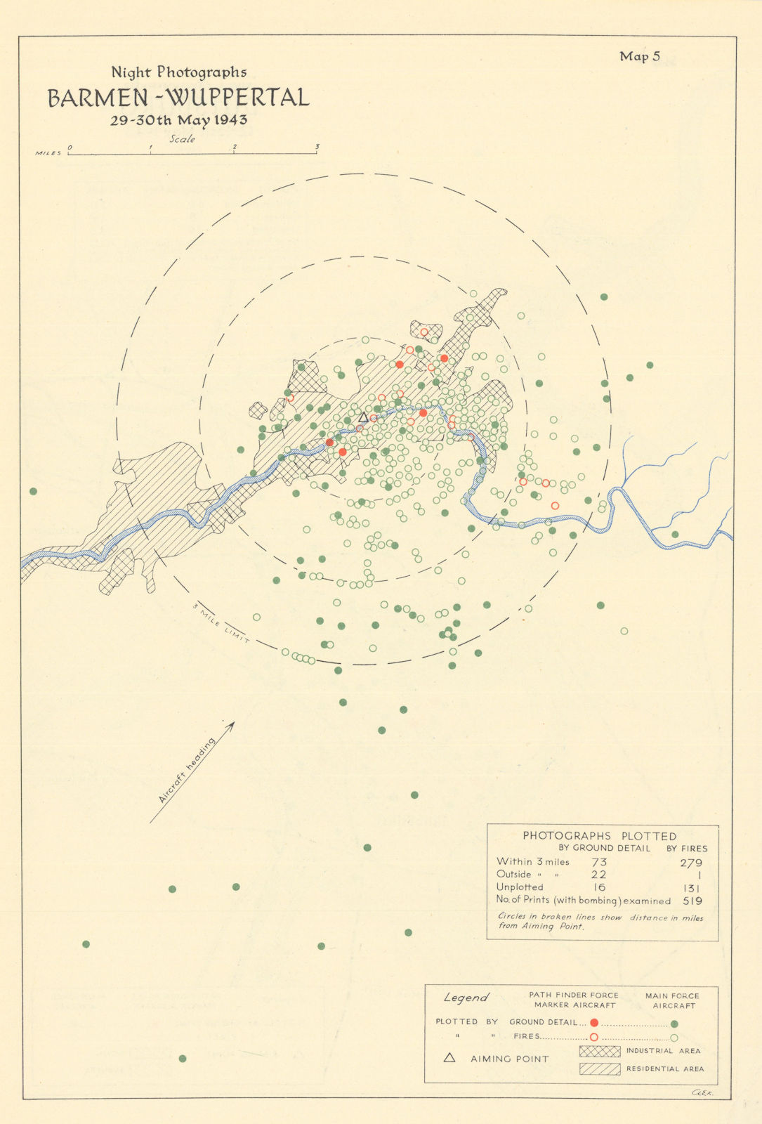 Associate Product Barmen-Wuppertal 29-30 May 1943 RAF bombing impact assessment. WW2 1961 map