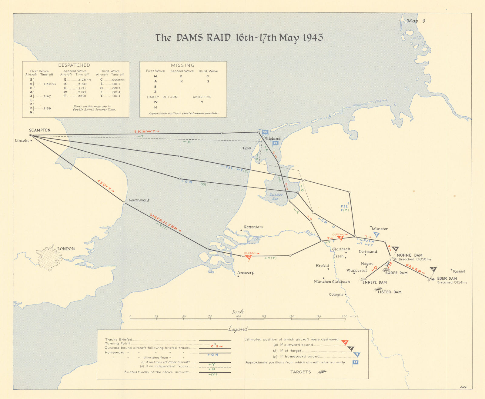 Associate Product Dambusters Raid 16-17 May 1943 RAF Ruhr Bombing Chastise World War Two 1961 map