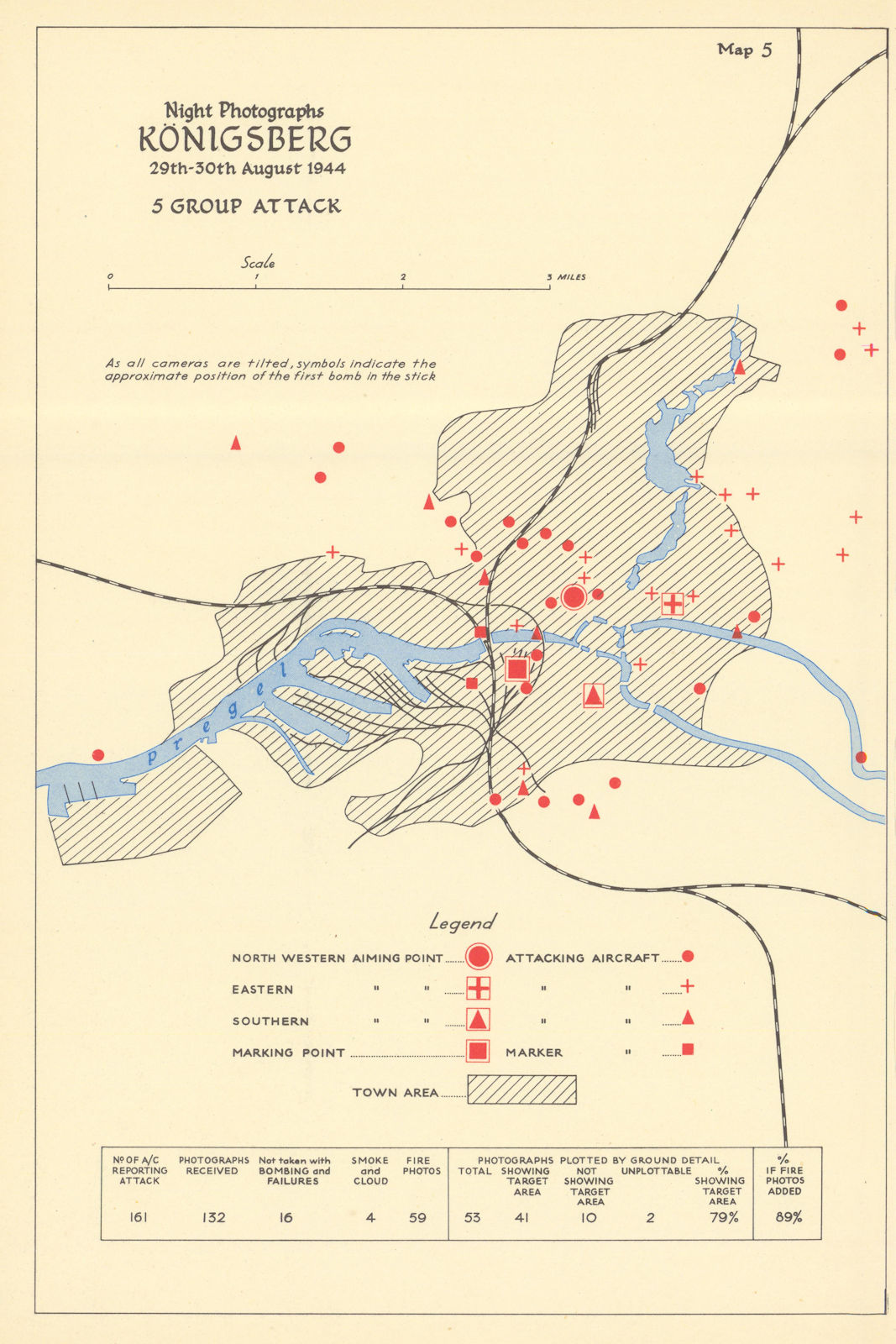 Associate Product Königsberg 29-30 August 1944 bomb impact assessment. 5 Group attack WW2 1961 map