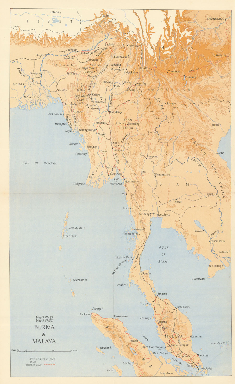 Associate Product Burma and Malaya in 1945. World War Two 1956 old vintage map plan chart