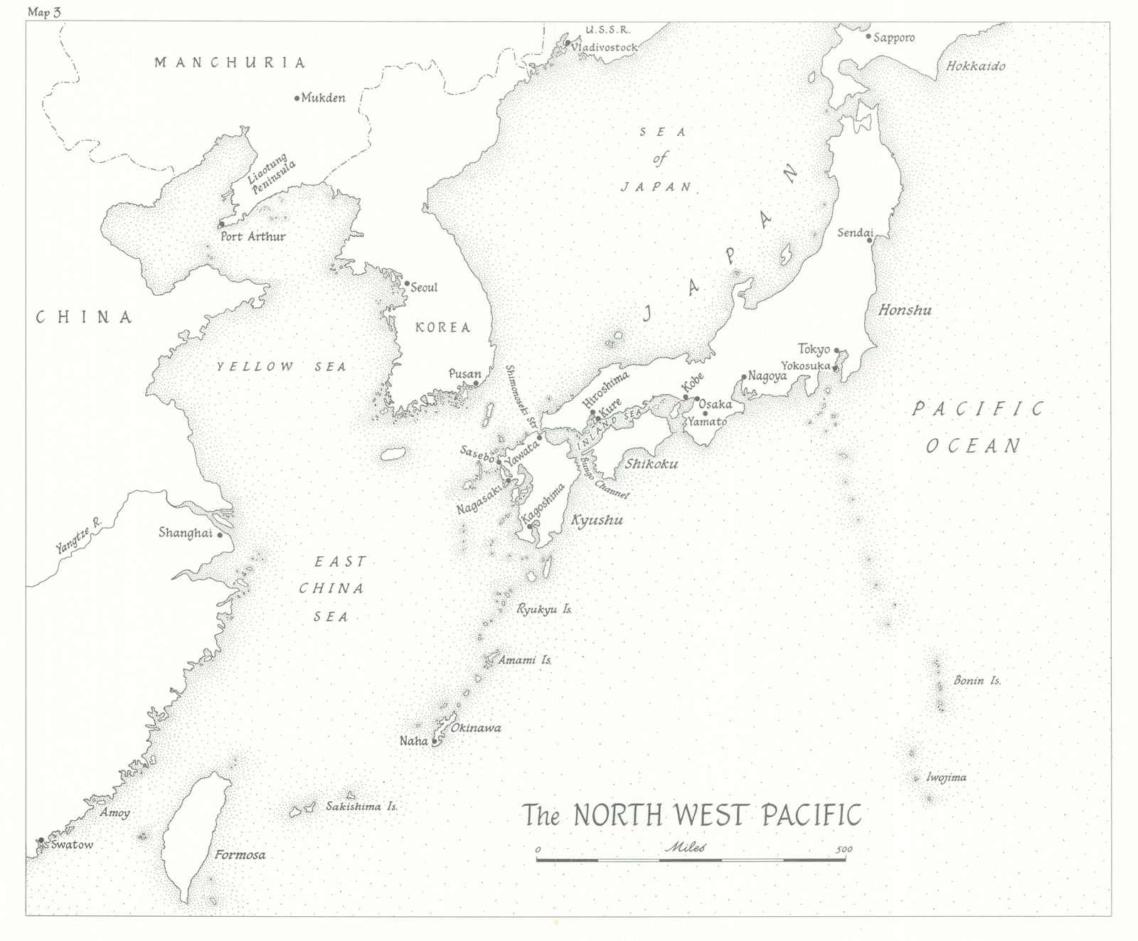 Associate Product The North-West Pacific 1945. Japan Korea China. World War Two 1969 old map