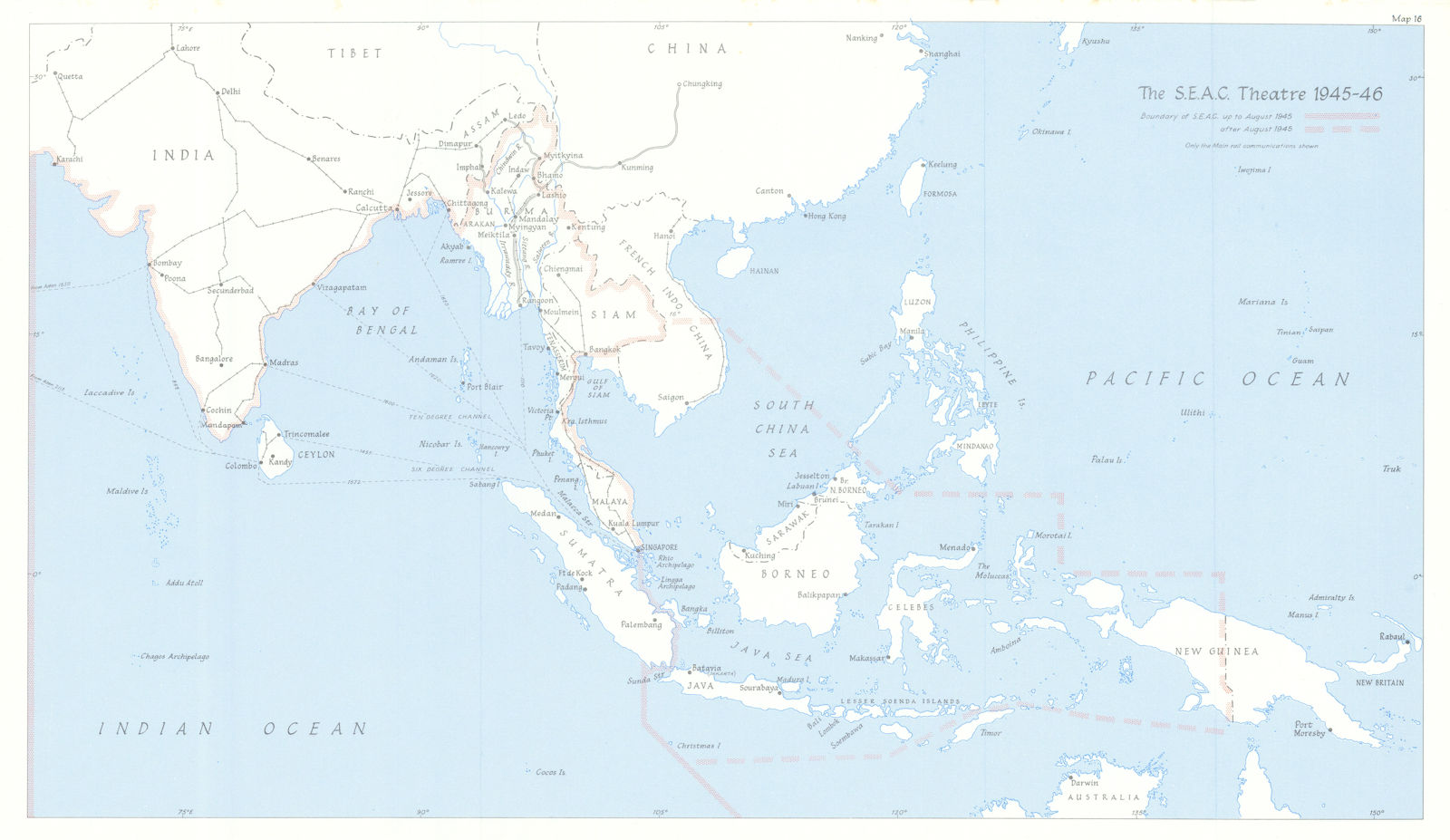 Associate Product S.E.A.C. (South East Asia Command) Theatre 1945-46. World War Two 1969 old map