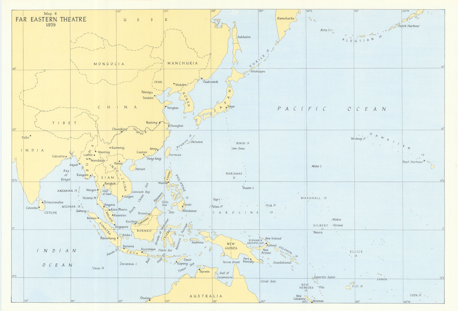 Associate Product Far Eastern Theatre 1939. World War Two. Manchuria 1976 old vintage map chart