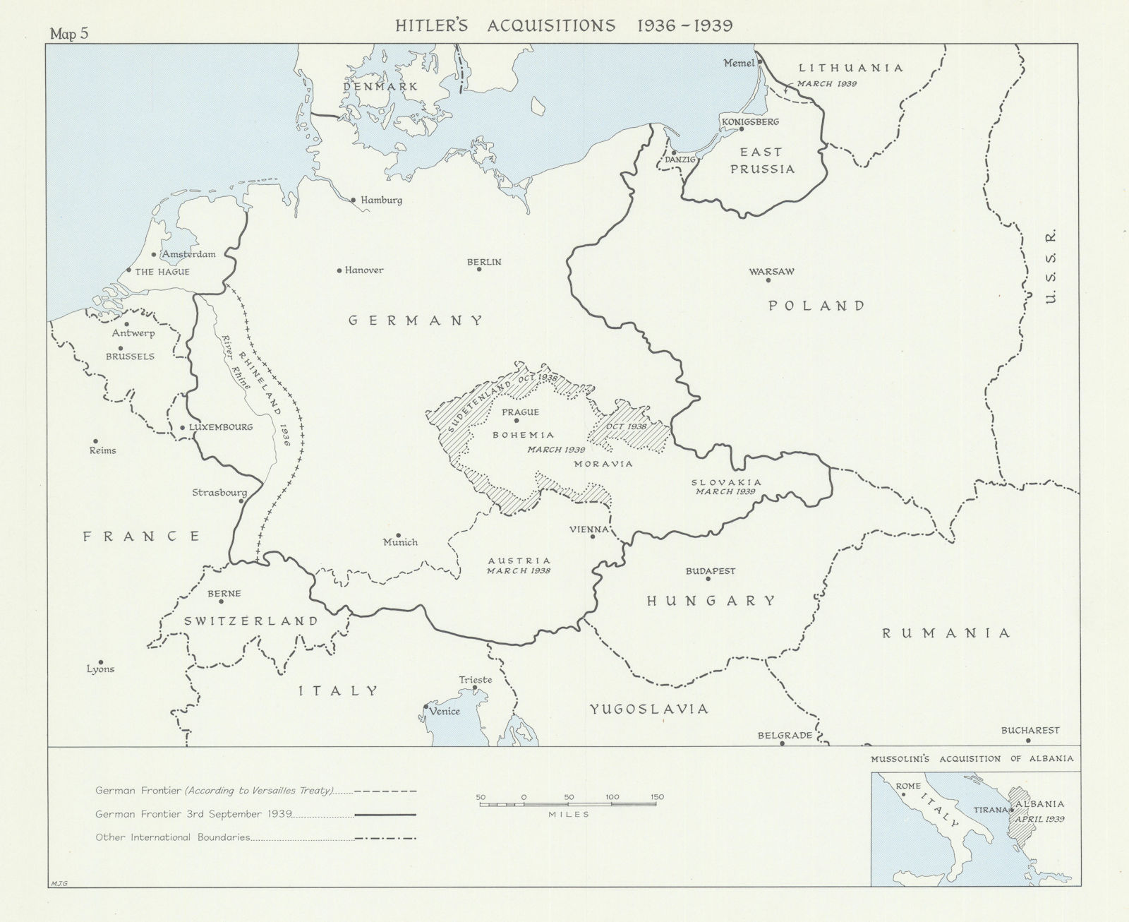 Associate Product Hitler's Acquisitions 1936-39. Rhineland Czechoslovakia Austria Germany 1976 map