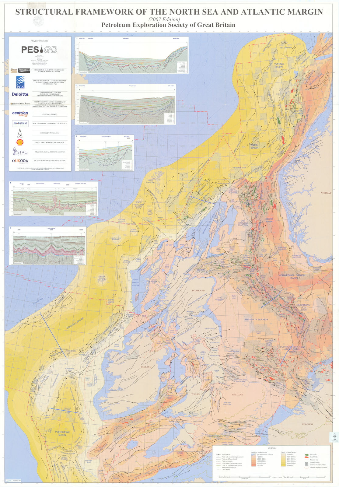 North Sea/Atlantic Margin Tectonic/Geology GB Petroleum Exploration Soc 2007 map