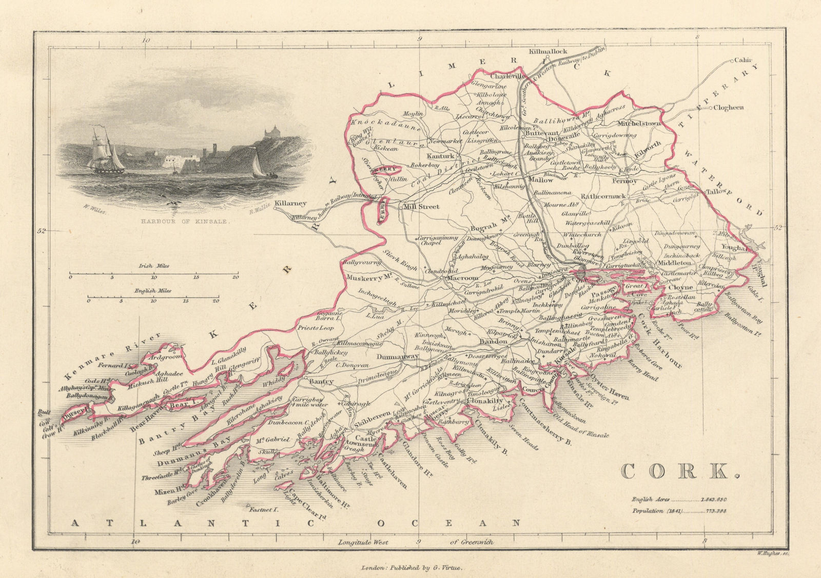 Associate Product Antique CORK county map by Alfred ADLARD. Ireland 1843 old chart