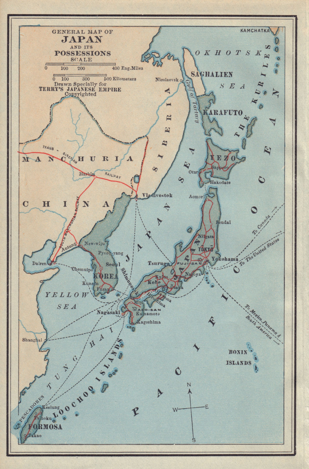 General Map of Japan and its Possessions 1930 old vintage plan chart