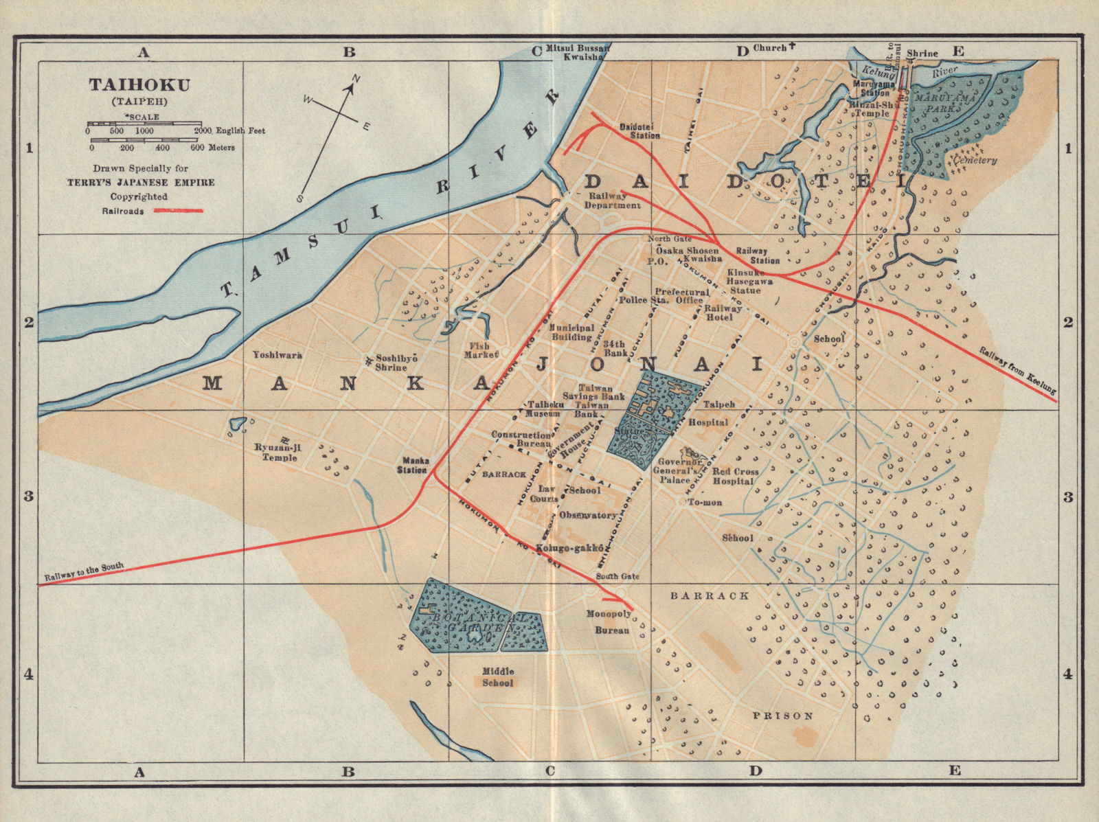 Associate Product Taihoku (Taipeh/Taipei) town/city plan. Taiwan antique tourist map 1930