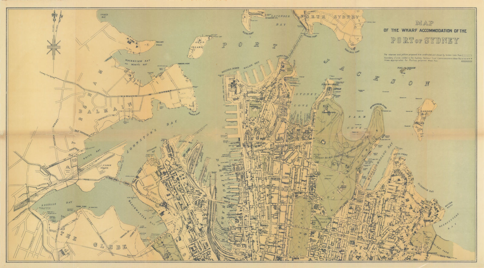 Map of the Wharf Accommodation of the Port of Sydney. Harbour Commissioners 1924