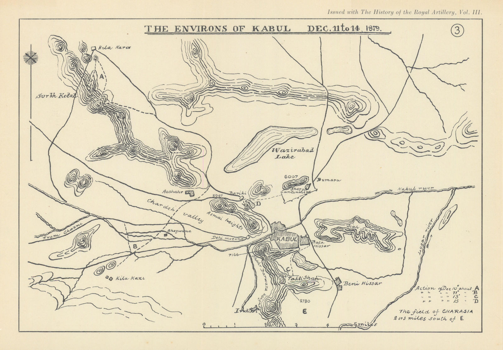 Siege of the Sherpur Cantonment. Kabul 1879. 2nd Anglo-Afghan War 1937 old map