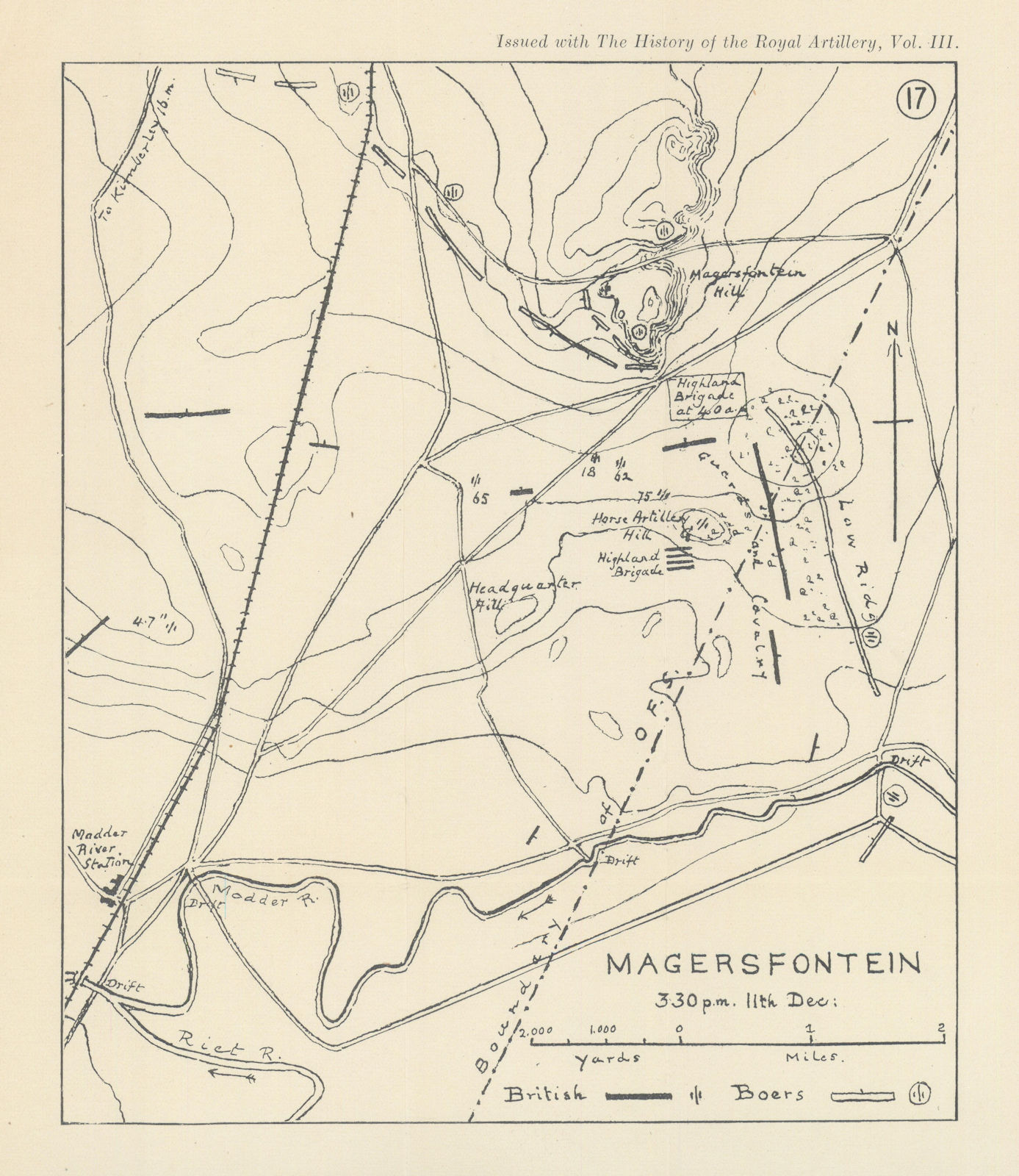 Battle of Magersfontein 1899 2nd Boer War South Africa. Royal Artillery 1937 map