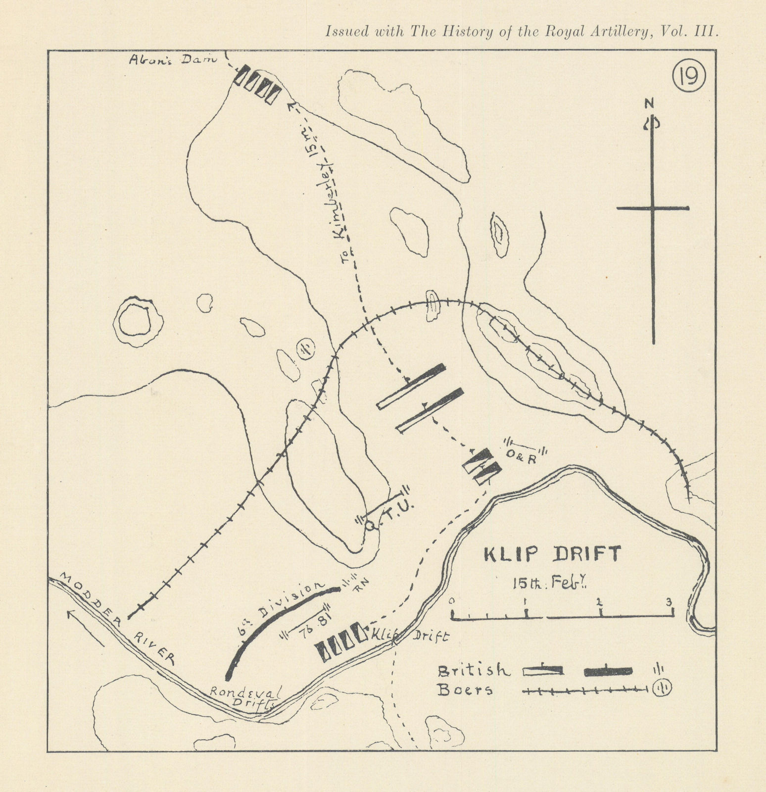 Associate Product Battle Klip Drift/Paardeberg 1900. 2nd Boer War. South Africa 1937 old map