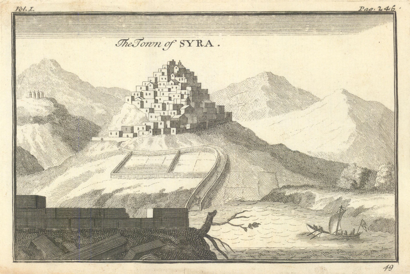 Associate Product Antique view of the Town of Syra (Ano Syros), Aegean, Greece. TOURNEFORT 1718