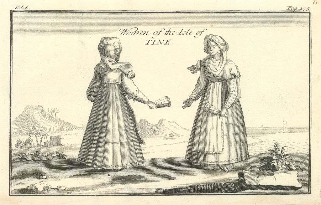 Antique print of Women of the Isle of Tine (Tinos), Greece. TOURNEFORT 1718