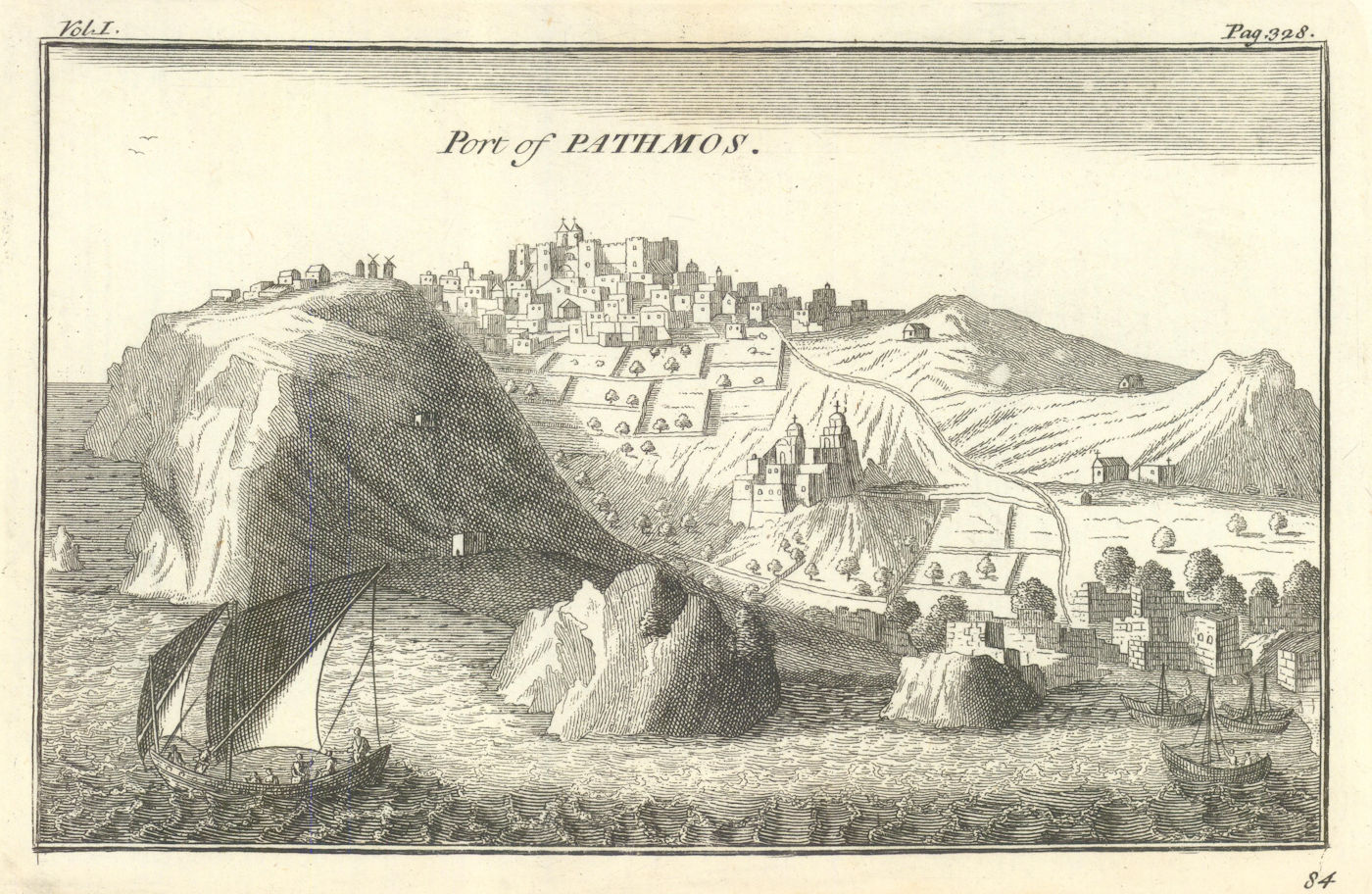 Associate Product Antique view of the Port of Pathmos (Patmos), Aegean, Greece. TOURNEFORT 1718