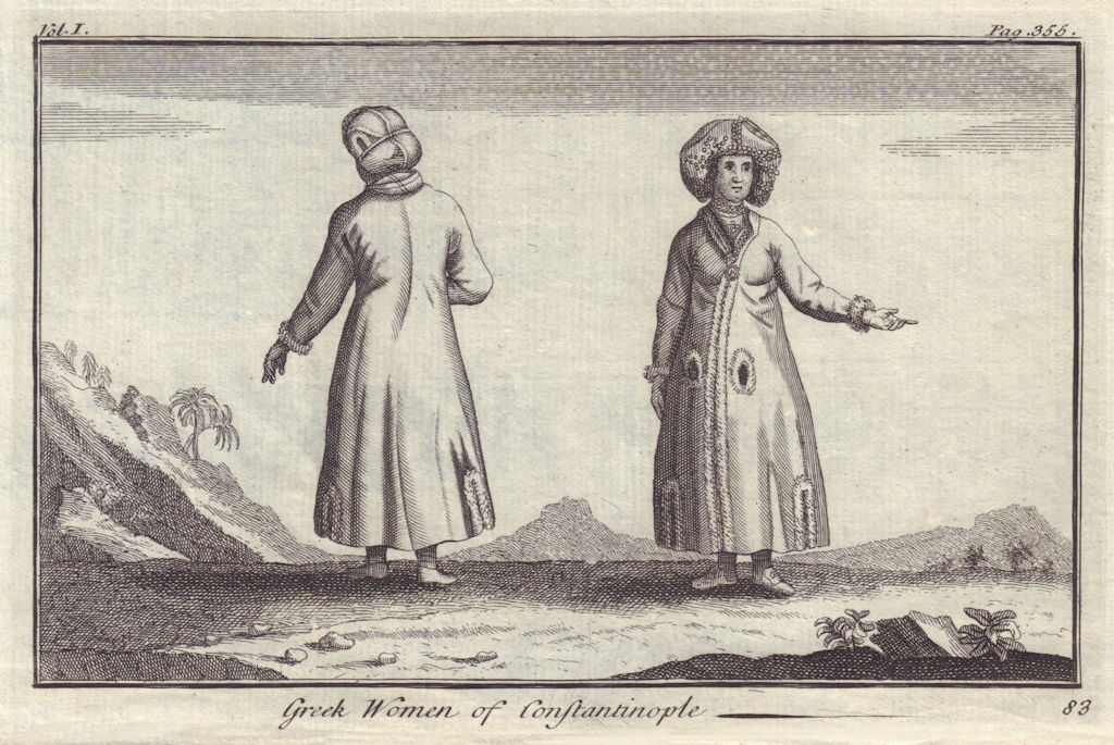 Antique print of Greek Women of Constantinople (Istanbul). TOURNEFORT 1718