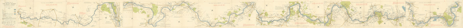 Stanford's map of the River Thames. 326x21cm Leporello map 1947 old