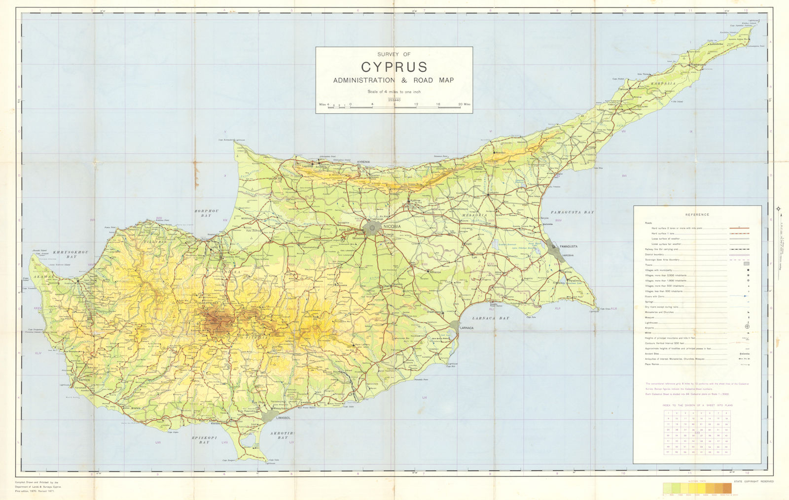 Associate Product Survey of Cyprus Administration and Road Map 1971 old vintage plan chart