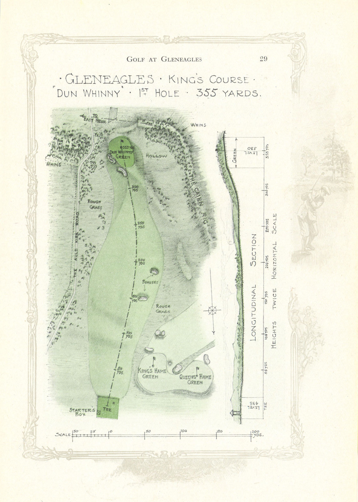 Associate Product Gleneagles King's Course - plan of the 1st hole "Dun Whinny" 1921 old map