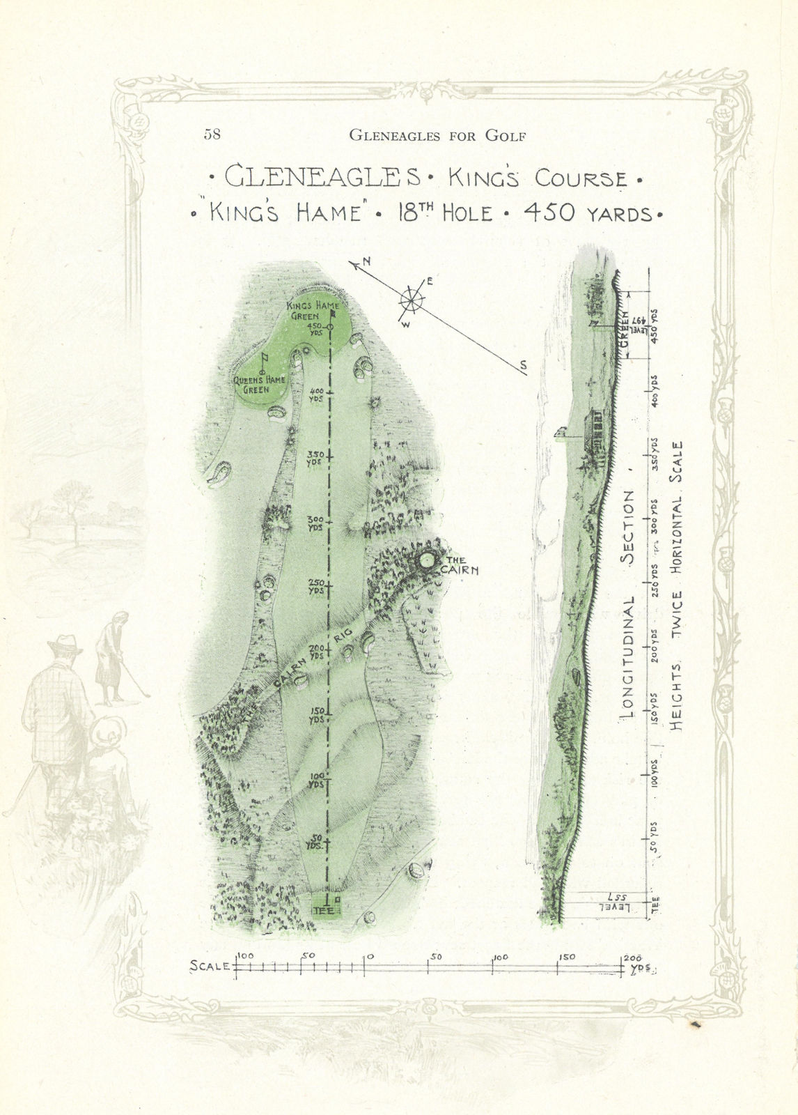 Associate Product Gleneagles King's Course - plan of the 18th hole "King's Hame" 1921 old map