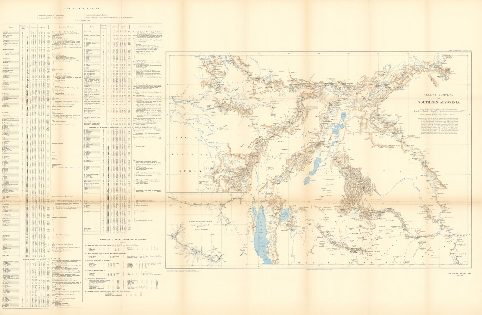 Recent surveys in Southern Abyssinia. Ethiopia. RGS 1911 old antique map chart