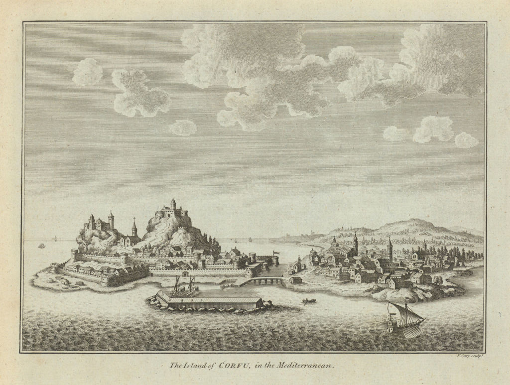 Associate Product View of the Island of Corfu, in the Mediterranean 1787 old antique print