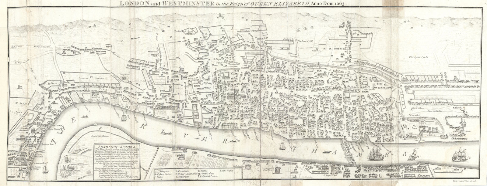 London and Westminster in the Reign of Queen Elizabeth, AD 1563. NEELE 1793 map