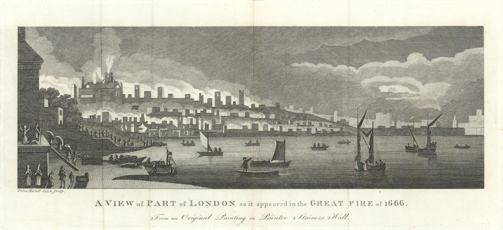 Associate Product A View of Part of London as it appeared in the Great Fire of 1666 1793 print